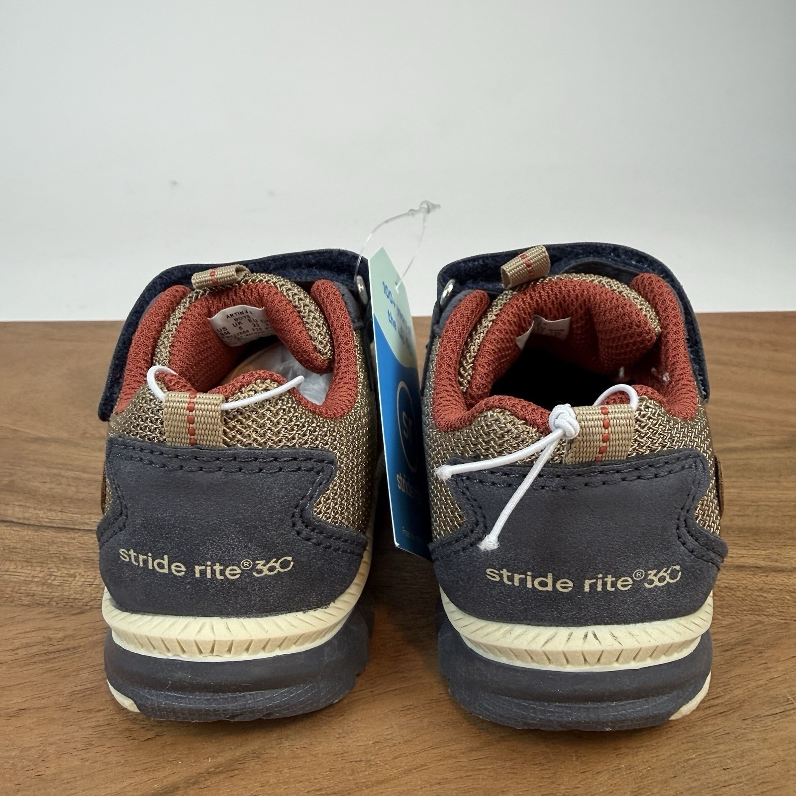 New Little Kids Stride Rite Artin 4.0 Faux Leather Tan Sneakers Shoes Size 6 C — image 6 of 8